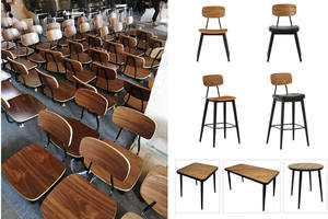 Mesa de comedor y sillas para restaurante, mesa de comedor de comida rápida Industrial, proveedores de muebles de cafetería y tienda - Product Image 6