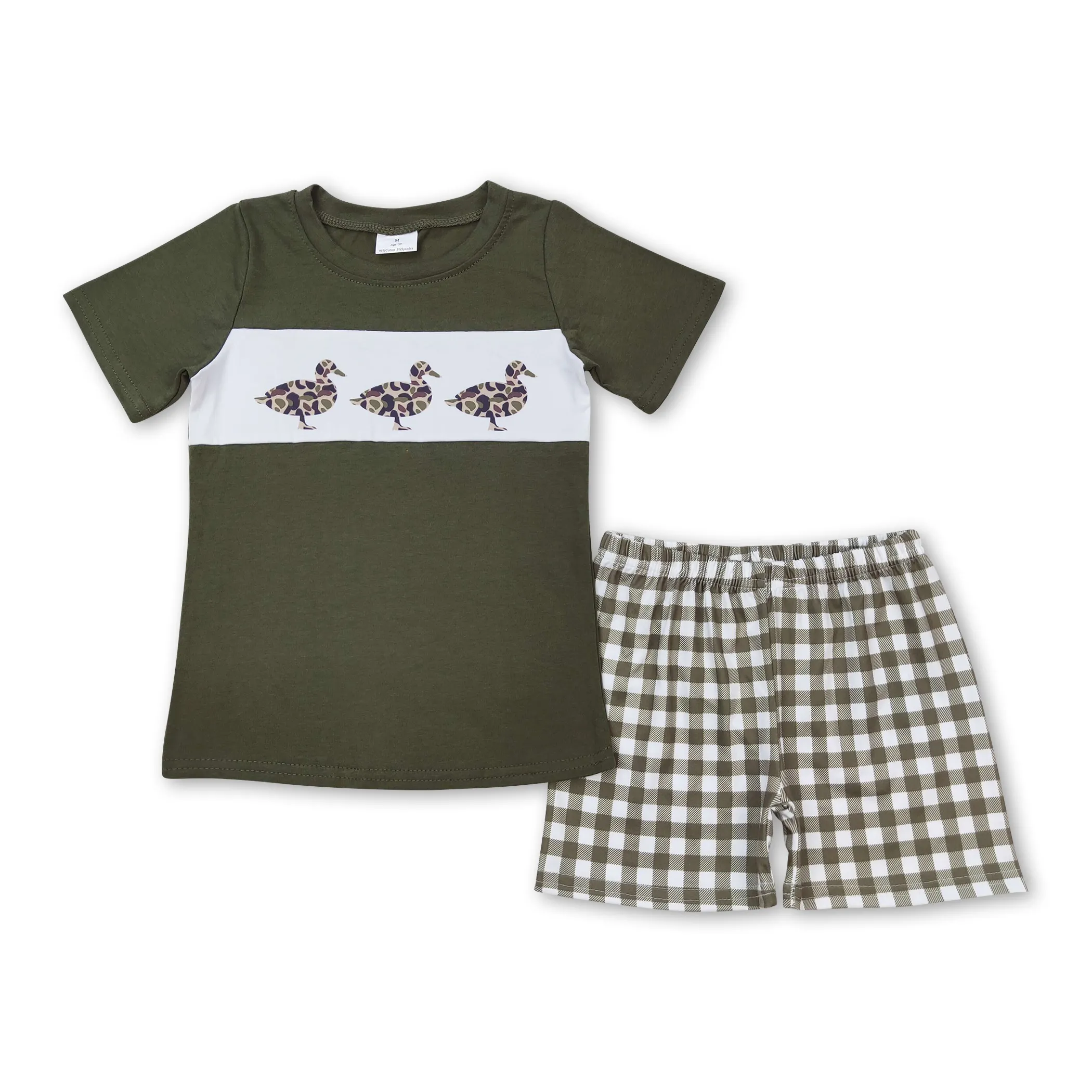 BSSO0663 Kinder Sommer Kurzarm individueller Entendruck grün Kurzarm-Top neue T-Shirts für Kinder