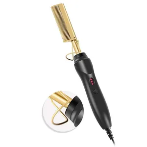 Custom Professional High Heat Hair Curling Metal Electric Straight Iron Mini Titanium Iron Hair Straightener Electric Hot Comb