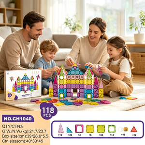 Ensemble <span class=keywords><strong>de</strong></span> <span class=keywords><strong>construction</strong></span> <span class=keywords><strong>magnétique</strong></span> <span class=keywords><strong>de</strong></span> 118/85 pièces, tuiles <span class=keywords><strong>de</strong></span> 7,5 cm, blocs <span class=keywords><strong>de</strong></span> <span class=keywords><strong>construction</strong></span>, jouets éducatifs STEM pour enfants, apprentissage créatif, haute qualité - Product Image 2