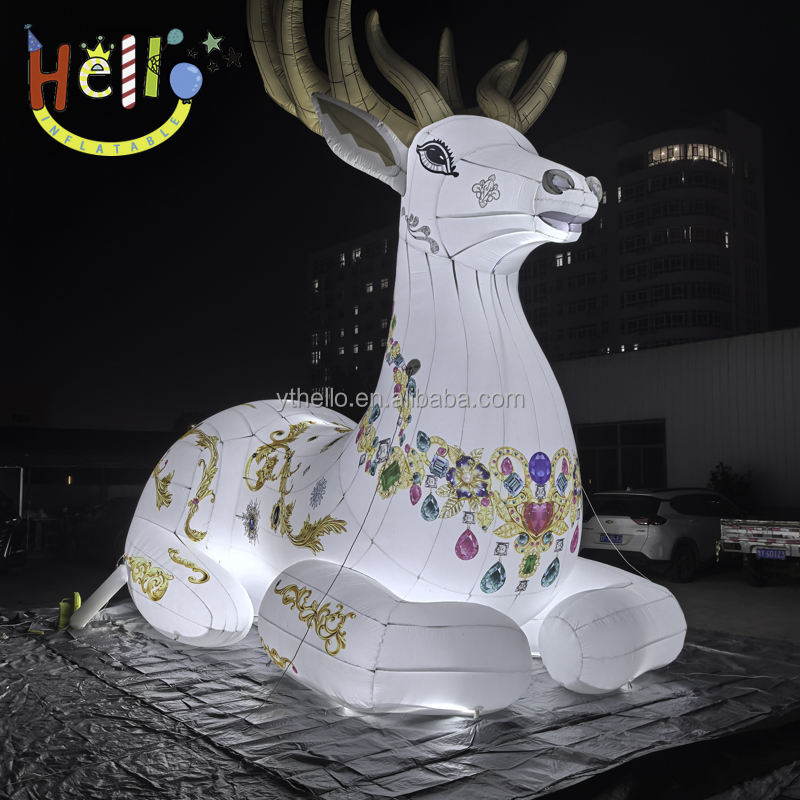 Christmas Party Decoration Props Inflatable Cartoon Deer with LED Light ...