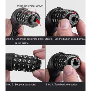 Promotion : Antivol de vélo et moto à sécurité maximale, accessoires de <span class=keywords><strong>protection</strong></span> personnalisables, à combinaison réinitialisable à 4 chiffres - Product Image 2