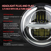 Système d'éclairage automatique 5 phares ronds 3/4 "35W feux de route/bas 5.75" phare de moto LED pour moto Harley