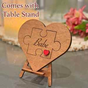 Wholesale Valentine's Day Boxwood Heart Ornaments with Puzzle Piece Design DIY Romantic <b>Memorial</b> Birthday Gift <b>Box</b> - Product Image 3