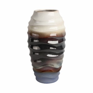 Vaso in ceramica con design a texture ondulata per l'arredamento del soggiorno - Product Image 1