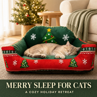 Nouvelle Arrivée Festive de Noël : Canapé-lit pour Animaux à Bordure Surélevée avec Motif de Fêtes pour le Repos Confortable des Chats et des Chiens à la Maison