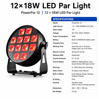 Projecteur LED Par 12*18W RGBWA+UV avec contrôle Wi-Fi via application, éclairage d'ambiance pour DJ, discothèques et soirées