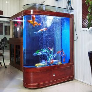 Gebogen Hoek Ovaal Ultra Wit Glas Luxe <span class=keywords><strong>Aquarium</strong></span> Met Ultra Stille Schoon Water Systeem Voor Woonkamer <span class=keywords><strong>Aquarium</strong></span> - Product Image 4
