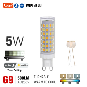 Ampoule LED intelligente Tuya G9 5W 500LM, changement de couleur chaud à froid, contrôle par application WiFi Bluetooth, dimmable, AC230V - Product Image 1