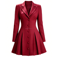 Robe Blazer Mini Plissée Élégante pour Femme, Coupe Slim, Taille Haute, Manches Longues, Col Cranté, Boutonnage Simple, Idéale pour le Bureau