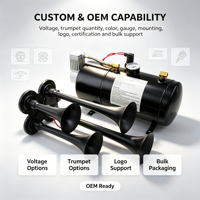 Kit de klaxon à air 150 PSI 3L avec 4 trompettes, compresseur 12V 24V, klaxon de train pour camion, voiture, bateau, vente en gros OEM