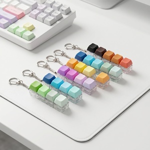 Plastic Stress-Relief Toy Solid Color Macaron Four-<b>Key</b> Linear Keyboard <b>Square</b> Keychain Small Pendant - Product Image 1