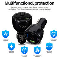 Chargeur de voiture multifonctionnel éco-responsable et ignifuge Road Trip 75W avec technologie GaN PD3.0 QC, charge rapide Type-A Type-C pour ordinateur portable