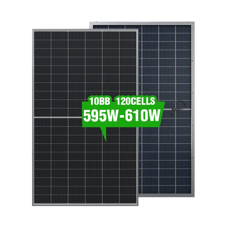 590W 600W 610W 태양 전지 패널 PV 모듈 블랙 프레임 이중 유리 182mm PERC 반 셀 스마트 지붕 시스템