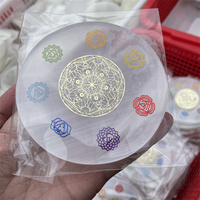 Vente en gros dalle de sélénite sept chakra mauvais œil motif Dragon pour cadeau Reiki