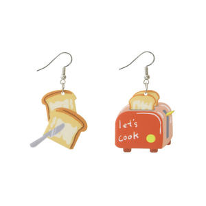 New-style <b>personalized</b> eco-friendly acrylic earrings, Western cartoon hamburger kitchenware shaped earrings for wholesale - Product Image 5
