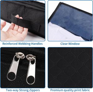 <b>Black</b> Rectangular Underbed <b>Storage</b> Bags Clear Window 2 Reinforced Handles Foldable <b>Bed</b> <b>Storage</b> Containers for Clothing - Product Image 4
