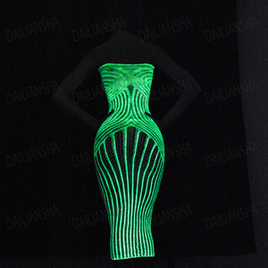 Long nylon lumineux bodystocking moulant serré sexy transparent lingerie <span class=keywords><strong>robe</strong></span> hors épaule résille néon bas brillent dans l'obscurité - Product Image 4