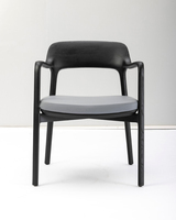 Chaise de salle à manger en bois massif sur mesure, coussin en cuir rétro, design européen moderne pour la maison, le bureau, l'hôtel, la villa - Écologique et durable