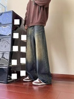 Jeans décontractés pour hommes, jeans à jambes larges empilés, jeans vintage pour hommes, mode streetwear, jeans droits pour hommes, haute qualité