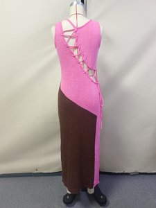 Nuovi Arrivi: Abito Lungo da Donna in Maglia con Lacci Posteriori, Copricostume da Spiaggia - Product Image 4