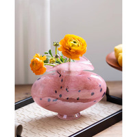 Vase rose émaillé Antique français Arrangement de fleurs de bureau de luxe pour personnes âgées décorations de salon élégantes cristal de verre