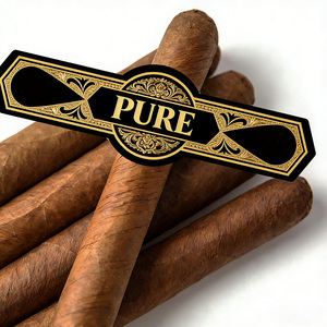 Company Custom Printing Personalized Self Adhesive Waterproof <b>Vinyl</b> Gold <b>Wrap</b> Around Cigar Band Label Sticker for Seal - Product Image 1