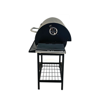Barbecue au charbon de bois NL Modern Premium avec structure pliable en fer thermolaqué, roulettes et table double face pour usage domestique et extérieur