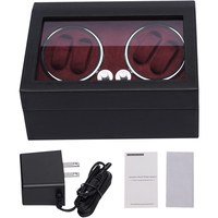Boîte à remontoir automatique de luxe EleQueen EQ487 ultra-silencieuse, rectangulaire, avec éclairage LED bleu, étui de protection en suède, en bois