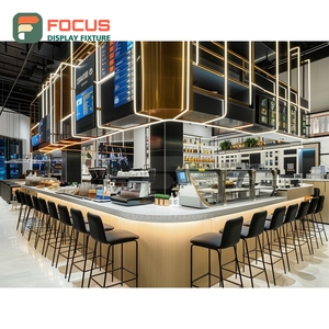 Vitrine à café intégrée avec porte haute en verre, en chêne naturel, pour la présentation de produits de café - Product Image 2