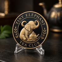 Pièce de monnaie commémorative personnalisée en alliage de zinc avec relief 3D, petit éléphant, souvenir métallique du club du thé, avec boîte, sans quantité minimale de commande