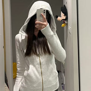 Giacca Sportiva <span class=keywords><strong>con</strong></span> <span class=keywords><strong>Cappuccio</strong></span> Stile Lulu, Casual in Pile per Yoga, <span class=keywords><strong>con</strong></span> Ricamo e Cerniera YKK, <span class=keywords><strong>Felpa</strong></span> Slim per Donne - Product Image 3