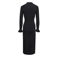 Nouvelle Robe Longue Tricotée Noire Ajustée à Manches Longues Style Français Sophistiqué pour Femme – Collection Automne 2026