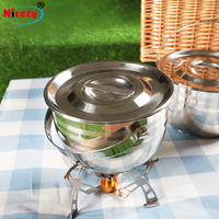 Pot de pique-nique portable en acier inoxydable durable pour l'extérieur, ustensiles de cuisine pour l'extérieur