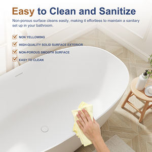 Maydon อ่างอาบน้ำทรงรีแบบอิสระทำจากเรซินหินสีขาวทันสมัยเป็นมิตรกับสิ่งแวดล้อมทนทาน - Product Image 4