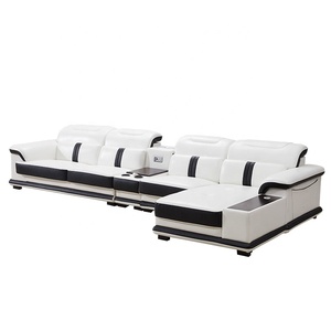 Ensemble Canapé d'Angle Extensible en Cuir Véritable Style Moderne pour Hôtel, Mobilier de Salon de Luxe <span class=keywords><strong>Convertible</strong></span> - Product Image 5