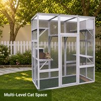 Abri pour chat d'extérieur personnalisable, multi-tailles, résistant aux intempéries, isolé, avec finition naturelle non peinte