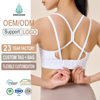 Soutien-gorge de sport personnalisé pour femme à double bretelle fine, dos croisé avec crochets ajustables, idéal pour le yoga et l'entraînement (Crop Top)