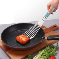 Petit poisson à Steak en acier inoxydable, outil de cuisine, de taille extra Large, à fente avec manche en Tpr