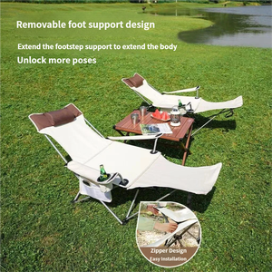 Portable Outdoor <b>Folding</b> Recliner <b>Footstool</b> Comfortable Headrest Fishing Picni Durable and Convenient Beach Camping Chair - Product Image 3
