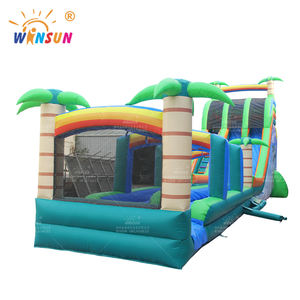 WINSUN Grand toboggan gonflable tropical commercial Toboggan vert ou toboggan sec Extérieur Gonflable Long Double Toboggan aquatique pour les enfants - Product Image 3