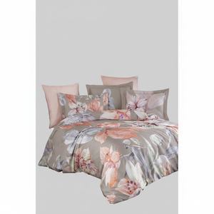 Varol Royal Satin 300TC Duvet Cover <b>Set</b> Floral ERICA Pattern Quality King Queen Twin Sizes for Home Bedding <b>Comforter</b> Woven - Product Image 2