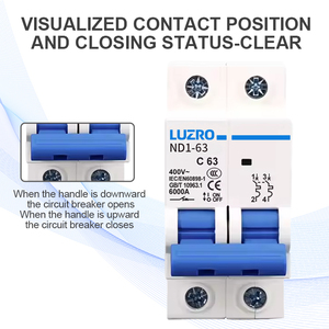 Miniatur pemutus arus AC seri ND1-63, C-2p 6A 10A 16A 20A 25A 32A 40A 50A 63A - Product Image 4