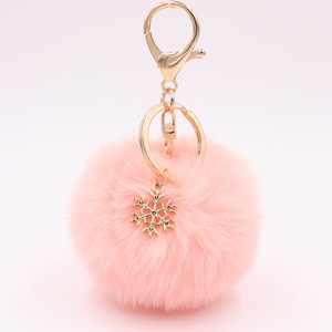 2025 nueva aleación Año Nuevo pompones bola colgante bolsa llavero accesorios de joyería llavero titular Navidad copo de nieve llavero de felpa - Product Image 4