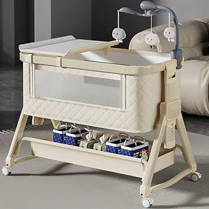 Lit bébé et <span class=keywords><strong>berceau</strong></span> 3-en-1 moderne en métal, lit cododo pour chambre à coucher, salle à manger, salon, hôtel, hôpital, appartement, villa - Product Image 3