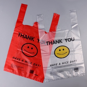 Sacs en plastique en stock, écologiques, transparents, pour supermarché, sacs de courses, sacs en plastique type T-shirt, en rouleau - Product Image 4