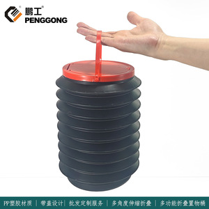 Foldable Plastic Trash Can 4L With Lid Portable Car Garbage Can Round Black Waterproof With Handle - Product Image 5