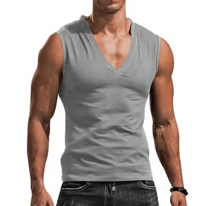 Camiseta Deportiva Personalizada al por Mayor para Hombre, Estilo Casual, 100% Algodón, Cuello en V, para Gimnasio, Entrenamiento, Camiseta Interior de Punto - Product Image 6