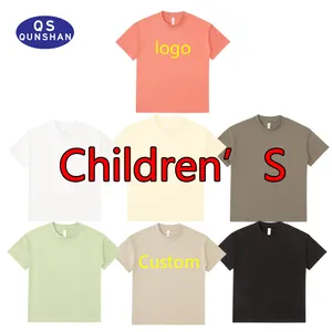 Vêtements personnalisés pour enfants 100% pur coton T-shirts à manches tombantes grande taille pour enfants avec impression sur soie de logo personnalisé