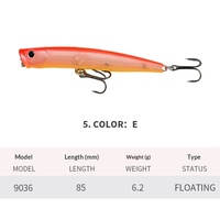 Umpan Pancing Topwater Popper 85mm 6g Wobbler Umpan Keras Buatan untuk Memancing Ikan Bass Laut